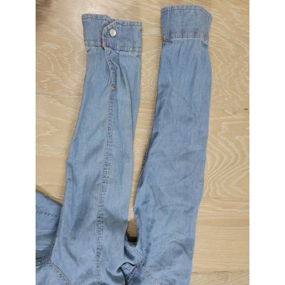 INSO Women's Medium Pearl Snap Western Chambray Denim Shirt Southwestern Back - Picture 7 of 10